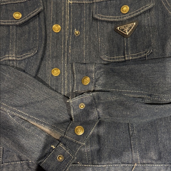Prada Dark Blue Denim Jacket with Gold Accents - Picture 3 of 3